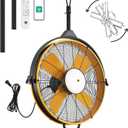 Orison 24.8'' Waterproof Outdoor Ceiling Fan, 6 Speed Ceiling Mounted Plug-In Cord Garage Fan with Remote&APP, 360-degree Manual Vertical Rotation, Hook hanging for Gazebo, Patio, Pergola (Yellow)