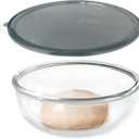 Large Glass Mixing Bowl with Lid,6.3 Quart Thickened Bowl Edges Clear Glass Salad Cooking Bowls for Sourdough, Salad and Storage Prepping
