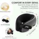jiaao Travel Pillow Premium Memory Foam Neck Support, 360 Support Ergonomic Design Neck Pillow for Airplanes, Cars & Trains with Eye Mask, Earplugs and Bag