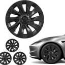 VEVOR Hubcaps Wheel Covers for 2017-2023 Tesla Model 3, 18 Inch Set of 4 Wheel Rim Cover Hubcaps OEM Style Replacement, R18 Size Snap On Car Hub Caps, Premium 10-Spoke ABS Tire Rim Caps, Matte Black