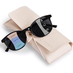Progressive Sunglasses for Women Men, TR90 Multifocal Reader Sunglasses with Spring Hinge, UV400 Protection