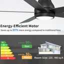 POCHFAN 60 Inch Black Ceiling Fans with Lights and Remote, LED Low Profile Flush Mount Ceiling Fan for Bedroom, Living Room, Quiet DC Motor, Dimmable 6 Speeds