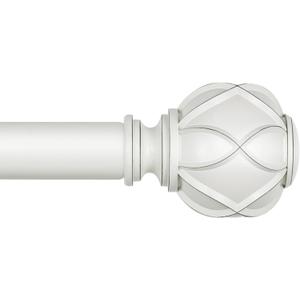 KAMANINA Curtain Rods for Windows 48 to 84 Inch, White Single Heavy Duty Curtain Rod Adjustable, 7/8 Inch Decorative Drapery Rod 32 to 86 Inch(2.6-7.1Ft), Netted Texture End