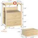 Yoobure Nightstand with Charging Station, LED Night Stand with Fabric Drawers and Storage Shelf for Bedroom, Nightstands Bedside Tables with USB Ports & Outlets, Small Night Stands, Bed Side Table