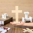 Beeveer 48 Pcs Nativity Wooden Crosses for Baptism, Unfinished for Centerpieces Standing for Crafts Rustic Wood Cross First Communion Baptism Christmas Decorations(Classic)