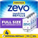 3 x Zevo Flying Insect Trap Official Refill Cartridges - Fits Both Zevo Trap & MAX Indoor Fly Trap - Authentic Trap+Lock Technology to Catch Gnats, House & Fruit Flies (4 Official Refill Cartridges)