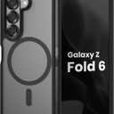 Magnetic Case for Samsung Galaxy Z fold 6 Case, Slim Translucent Matte Phone Cover with Shockproof TPU Frame & Scratch-Resistant PC Back, Strong Magnetic Ring, Black