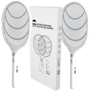 Bug Zapper, Rechargeable Electric Fly Swatter Racket, Large-2PK