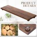 Novabright 30'' Large Rustic Pine Wood Display Long Tray for Table Centerpiece Farmhouse Pedestal Stand for Decor Table Kitchen and Bathroom Counter Display Plant Candle Vases