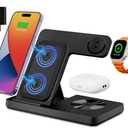 Wireless Charger, 3 in 1 Charging Station for Multiple Devices, Wireless Charging Stand for iPhone 8-17 Series,iWatch 2-10 Series/Ultra/SE,AirPods4/3/2/Pro(Black)
