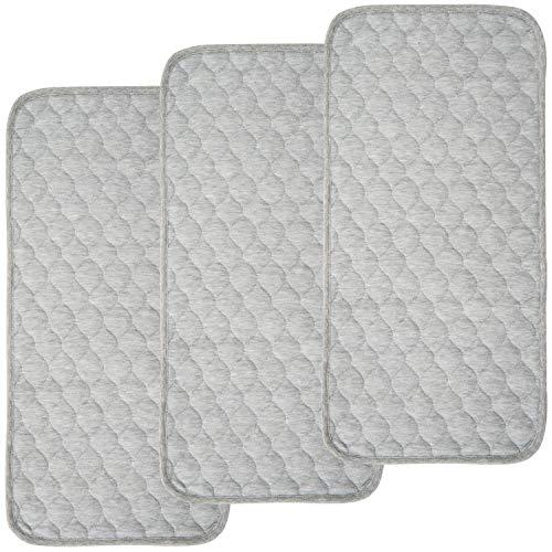 BlueSnail Quilted Thicker Waterproof Changing Pad Liners 3 Count(Gray 13” x 27”)