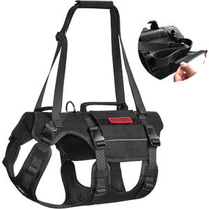 Onetigris Dog Lift Harness for Large Dogs, Reflective Lifting Harness for Dog Hind Leg, Doggy Hip Support Brace for Back Legs with Stowable Shoulder Strap, Full Body (Medium, Black)