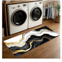 ANNA QUEEN Black and Gold Marble Laundry Room Rug 20x47 Inch – Abstract Art Non Slip Runner Mat for Kitchen, Laundry and Modern Home Decor