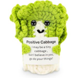 3 x ddLUCK Funny Positive Gifts for Women Daughter Friends Sister Teens, Emotional Inspirational Support Cheer Up Handmade Crochet Cabbage for Girls Boys Coworker, Teacher Appreciation Gift for Her