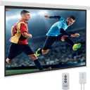 YODOLLA 84inch Motorized Projection Screen, 16:9 4K 3D HD Electric Projector Screen, Wall/Ceiling Mounted White Projection Screen with Two Remote Controls for Indoor & Outdoor Use