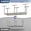 Jusgym 3X8FT Overhead Garage Storage Rack, 26"-40" Height Adjustable Garage Ceiling Storage Racks, Heavy Duty Metal Overhead Storage Organizer System, 750LBS Weight Capacity