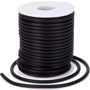 Pandahall 16.4 Yards/Roll 4mm PVC Tubuing Rubber Cord Solid Rubber Tube Cord with White Plastic Spool (Black)