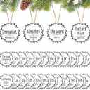 Bucherry 24 Pcs Names of Jesus Christ Christmas Ornament 3.5 in Nativity Round Wooden Hanging Ornaments with Different Names of The Savior for Xmas Tree Home Decor(White)