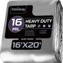 Tarp 16x20FT, 16 Mil Large Tarp, Tarps Heavy Duty Waterproof with Grommets Every 23.6", 420D Thick Plastic Tarp, UV Resistant Tear&Fade Resistant, Reinforced Edges for Outdoor Pool Camp Tent