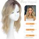 PANEWAY 16Inch Hair Toppers for Women with Thinning Hair - 6.5''x6.5'' Ladies Wiglets Toppers - Ombre Dark Root to Blonde