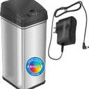 iTouchless 13 Gallon Kitchen Trash Can with Lid and Odor Filter, AC Adapter Included, Motion Sensor Stainless Steel Rectangular Garbage Bin for Home Office Work Bedroom Living Room Slim Wastebasket (Light Silver, Black)