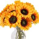 LFF 5.5" Large Headed Artificial Sunflowers, 12Pcs Realistic Silk Fake Sunflowers, Faux Yellow Flowers for Vase Home Wedding Bridal Bouquet Baby Shower Centerpieces Party Decor DIY Floral Crafts