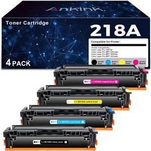 218A Toner Cartridges 4 Pack (with Chip) Compatible Replacement for HP 218 A W2180A 218X W2180X Work with Color Laserjet Pro 3201dw MFP 3301fdw 3301sdw 3301cdw Printer (Black Cyan Yellow Magenta)