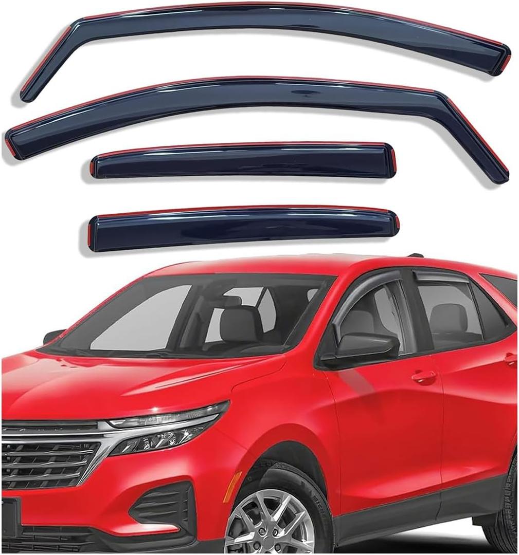 in-Channel Side Window Visors Rain Guards Vent Deflectors for Chevrolet Equinox 2018 2019 2020 2021 2022 2023 2024 Window Vents Shield Sun Shades 4-pc Set