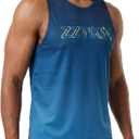 Men's Gradient Quick Dry Tank Top, Cool Mesh Sleeveless Gym Workout Shirt (L)