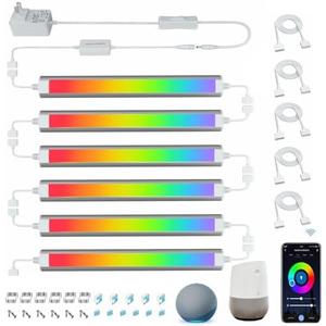 Smart Under Cabinet Lighting White & Multicolor LED Strip Lights Dimmable Works with Alexa,Google Home,Smart APP Remote Control RGB Kitchen Lamp Plug in for Under Counter Light Fixtures,4pcs