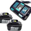 2 X BL1850B Battery 18V 5.0Ah with Charger 4.0 Ah DC18RD, Replace for Makita 18V Battery LXT400 BL1860B BL1830B BL1850B BL1830B BL1830 BL1845 DC18RC
