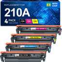 210A Toner Cartridges 4 Pack Compatible Replacement for HP 210A 210X 210 Toner for HP Color Laserjet Pro MFP 4301fdw 4301fdn Pro 4201dn 4201dw Printer Ink W2100A W2100X High Yield (B/C/M/Y, With Chip)