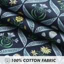 MIULEE Floral Throw Pillow Covers 18x18 Set of 2 Dark Blue Spring Decorative Block Print Cotton Cushion Covers for Couch Living Room, Boho Modern Outdoor Sofa Vintage Garden Pillowcases Home Decor
