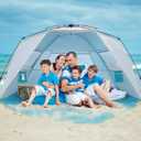Wolfwise Instant Beach Tent Sun Shelter with Zippered Extendable Porch for Privacy, Portable Beach Tents with Carrying Bag, Easy Setup Pop up Beach Shade for 6-7 Person, 110 x57x57 in, Blue