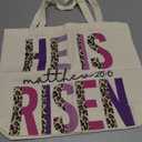 luixd Easter He Is Risen Canvas Tote Bag For Women - Easter Gift Ideas - Reusable Handbag Grocery Bag For Party Egg Hunt Basket - A04