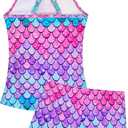 Girls Swimsuit Sleeveless Bathing Suits Back Cutout Summer Swimwear with Removable Chest pad 6-14 Years