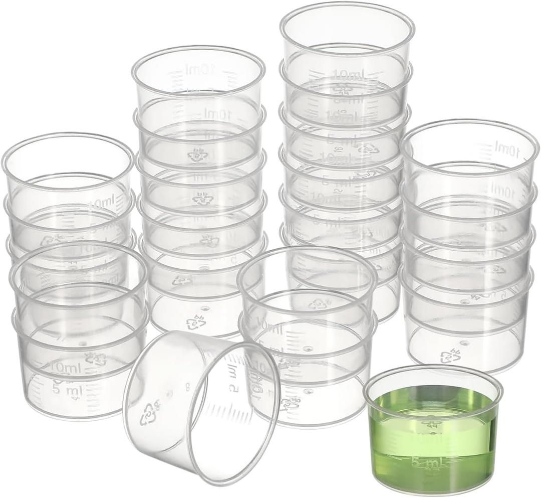 NOLITOY 100pcs Disposable Measuring Cups Plastic Transparent Scale Measuring Cups Measure Container for Mixed Liquid, 10ml