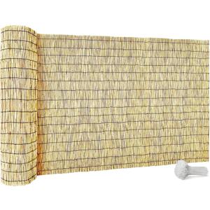 Reed Fencing Rolls, Decorative Bamboo Fencing 3x16FT High Roll Reed Screen, Bamboo Curtains for Balcony Patio Garden Backyard Outdoor (Natural Color) (3x16FT)