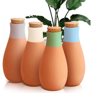 4PCS Terracotta Watering Spikes, Ollas Self Watering Globes, Slow Release Self Watering Planter Insert, Plant Watering Globes for Indoor and Outdoor Plants