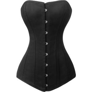 Charmian Women's 26 Steel Boned Cotton Long Torso Hourglass Body Shaper Corset (X-Large, Black)
