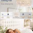LEDIARY 30in White and Gold Caged Flush Mount Ceiling Fan