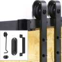 Signstek Sliding Barn Door Hardware Kit 6.6 FT Heavy Duty-Smoothly and Quietly- Easy to Install with Door Hook and 2 Handles - Fit 1 3/8-1 3/4" Thickness  Black (J Shape Hanger)