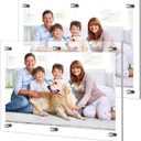 DoubleFill 2 Pack Extra Large Frameless Floating Acrylic Frame Wall Mount Magnetic Acrylic Picture Frames with Chrome Standoffs Double Panel Floating Frame for Photo Poster Display (18 x 24 Inch)