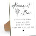 Flower Bouquet Bar Sign, Bridal Shower Sign 8 x 11, Flower Bar Wooden Sign with Stand, Wedding Welcome Sign, Elegant Minimalist Style Wedding Table Top Decor for Wedding Reception Bridal Shower -03