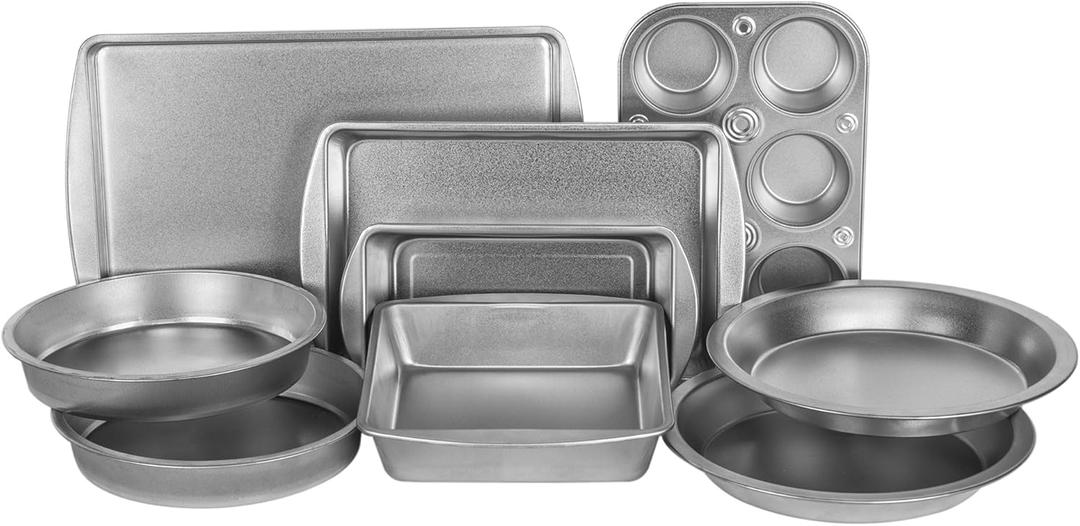 G&S Metal Products AZ999T EZ Baker Uncoated Steel Bakeware, 9-Piece, Gray