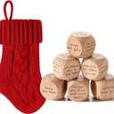 6 Pcs Christmas Swap Gift Exchange Dice with Stocking, Christmas Game Dice Group Ice Breaking Party Games for Family Party Gifts for Xmas(Light Brown)