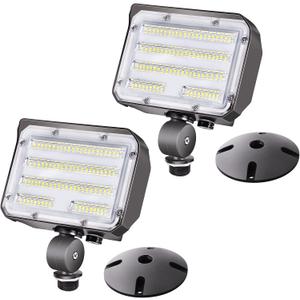 40W LED Flood Light, Outdoor Security Floodlights Fixture with Knuckle Mount Base, Dusk-to-Dawn Photocell Daylight 5,200lm(300W Equivalent) 100-277V IP65 Waterproof for Entrance Yard (2Pack)