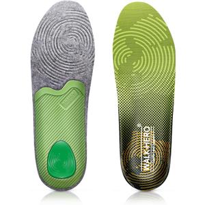 WalkHero Plantar Fasciitis Insoles - Medium Arch Support Inserts for Men & Women with Comfort Cushion | Orthotic Inserts to Relieve Foot Pain and Provide Shock Absorption (Green) Mens 10-10 1/2