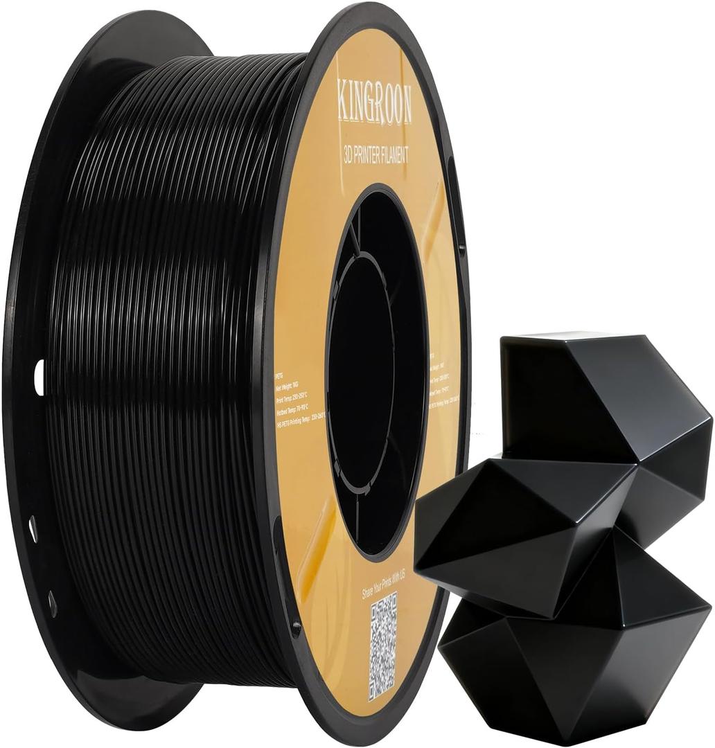Kingroon High Speed PETG 3D Printer Filament 1.75mm, 3D Printer Rapid Filament for 30-600mm/s Hyper Printing Filament, Dimensional Accuracy +/- 0.03 mm, 1kg Plastic Spool(2.2lbs) (Black)