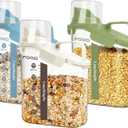 Langmingde 3 Pieces Cereal Containers Storage, 51fl.oz/1.5L Compact Crystal Clear Dry Food Storage Containers with Pouring Spout Measuring Cup for Rice Nuts Beans Pet Food Snacks Candies, 3PCS